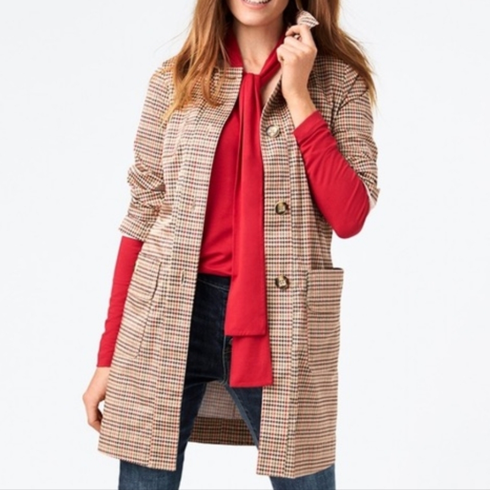 XL Cabi #3734 Sherlock Houndstooth Plaid Trench Coat
